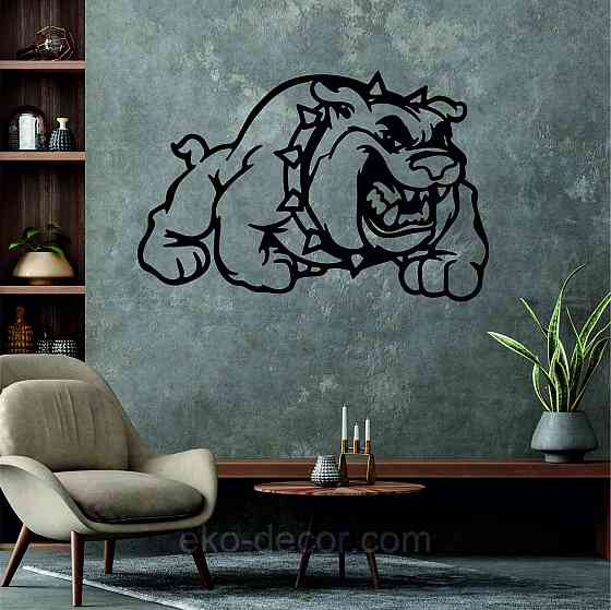 Декоративне настінне Панно «Бульдог - Спайк», Декор на стіну 90*59 см, Чорний Київ