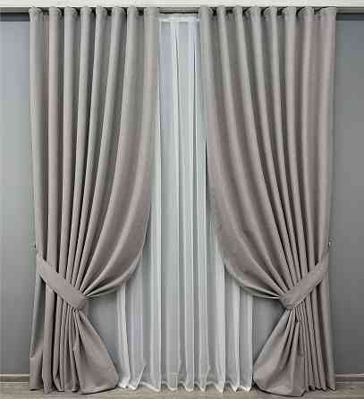 Комплект готових штор VR-Textil Блекаут двосторонній ASHEN NIGHT № 1848ш Кавово-сірий 200х290 см 2 шт (32-218) Київ