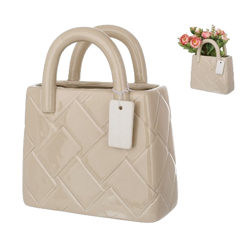 Ваза керамічна Сумочка 15.5*7*18см, колір - бежевий Житомир