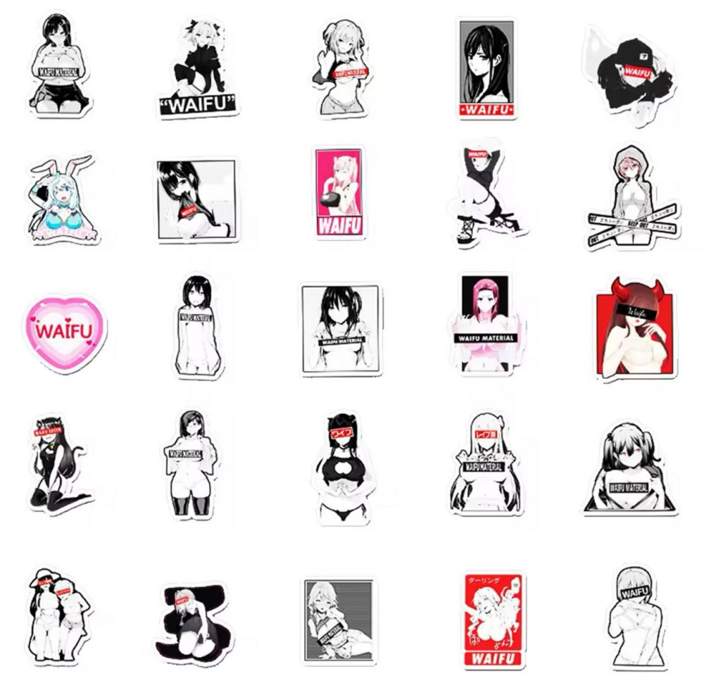 Наклейки Waifu Аниме Водонепроницаемые эстетические Аниме наклейки 18+ ((Аниме Хентай) Набор 50 штук. Киев - изображение 3