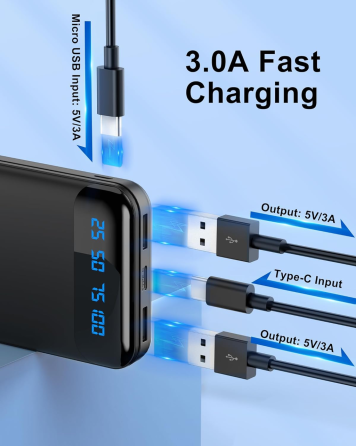 Портативний зарядний пристрій Power Bank, 2 шт., 16000 мАг, швидка зарядка 3A, найтонший акумуляторний блок, зарядний пристрій Київ
