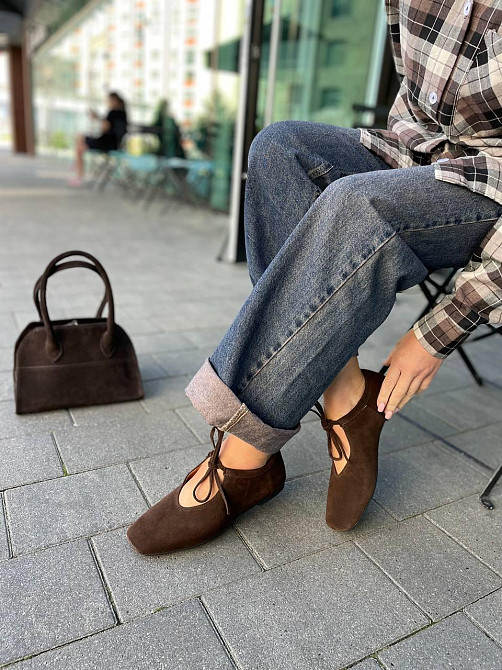 SEE SEVEN Балетки жіночі SEE SEVEN 1770 шоколадні (весна-осінь, замша натуральна) (5848) Коломия - фото 3