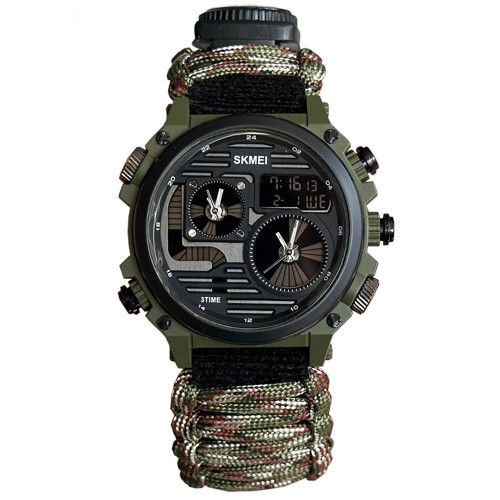 Часы наручные SKMEI 2202CMGN, PARACORD, GREEN CAMO, Compass, термометр, свисток, кресало, 10349 Днепр - изображение 1