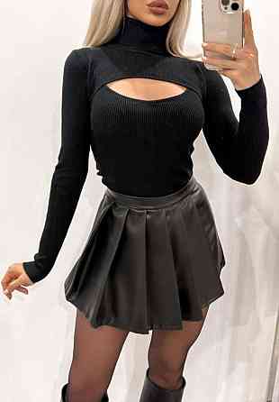 Жіноча трендова мініспідниця-шорти з екошкіри 54/56 Одеса