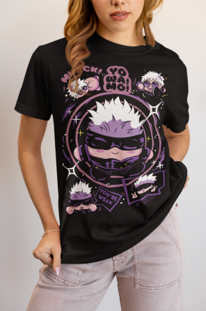 Футболка для мальчика аниме Саторо Годжо Гаминг Джапан оверсайз (рост от 165 до 180 ) Черний AnimeJ0786m Днепр