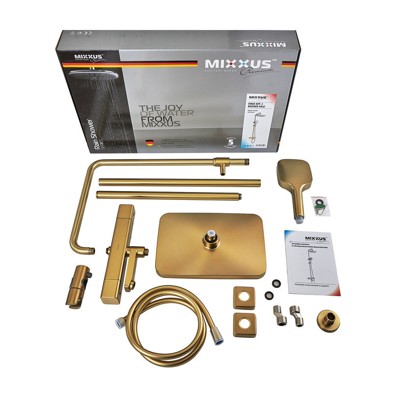 Душова колона Mixxus Premium VIRGO 009-J BRUSHED GOLD з термостатичним змішувачем,3 функції  ( MI6649 ) 20516 Харків - фото 8