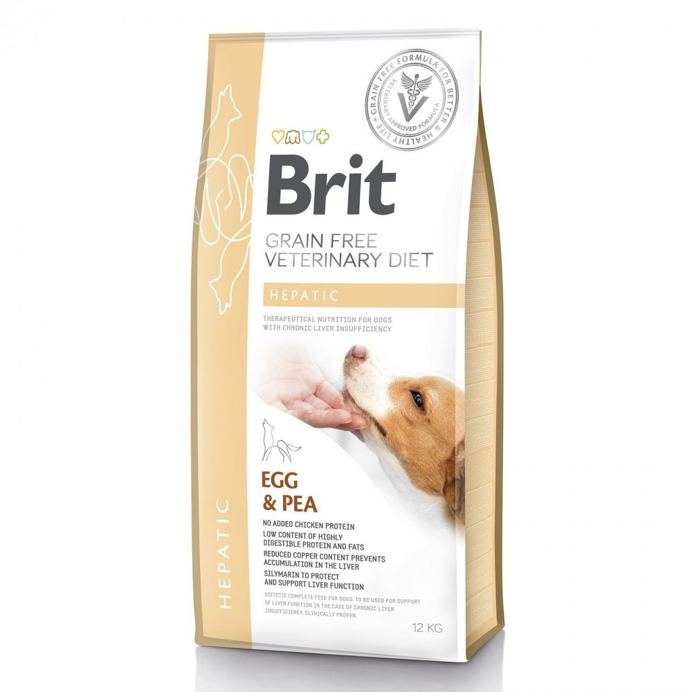 Сухий корм Brit GF VetDiet Dog Hepatic для собак, при хворобі печінки, з яйцем, горохом, бататом та гречкою, 12 кг Вінниця - фото 1
