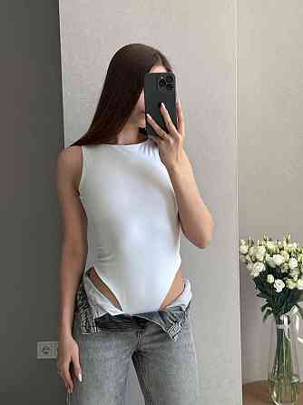 Жіночий базовий повсякденний боді з подвійної тканини мікродайвінг Білий, 40/42 Одеса