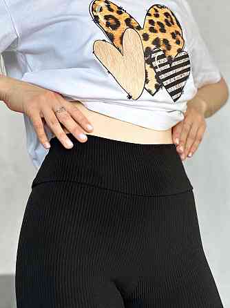 Жіночий спортивний костюм з велосипедками рубчик "Force" оптом | Норма і батал Київ