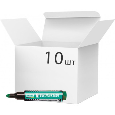 Маркер Stanger водостойкий, 1-3 мм, сокращенный зеленый 10 шт (MARKER-PER-STM20G10) Винница - изображение 1