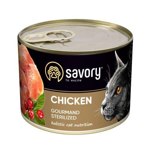 Вологий корм Savory для стерилізованих котів, з куркою, 200 г Київ - фото 1