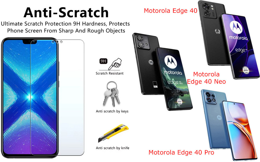Захисне скло NeoGlass для Motorola Edge 40, Edge 40 Neo, Edge 40 Pro – надпрозоре та стійке Київ - фото 1