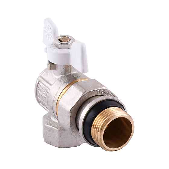 Кран кульовий кутовий з американкою Q PROFESSIONAL QP004 PN40 3/4″ антипротікання, Білий метелик Луцк
