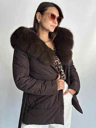 Женский пуховик Oslo с мехом финского песца Шоколад, 42, Т.Соболь Харьков