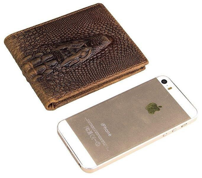 Кошелек мужской Vintage 14380 фактура кожи под крокодила Коричневый Киев - изображение 6