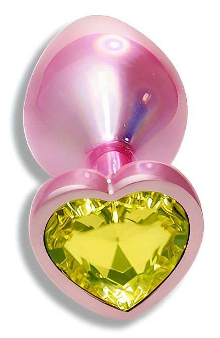 Анальна пробка з кристалом EGZO - Pink Perl Heart Plug Lime, size S Sex Aura Київ - фото 2