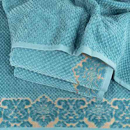 Банное махровое полотенце 70x140см Damask Премиум качества Жаккардовое с велюром 550г/м2 (Изумрудный Сумы
