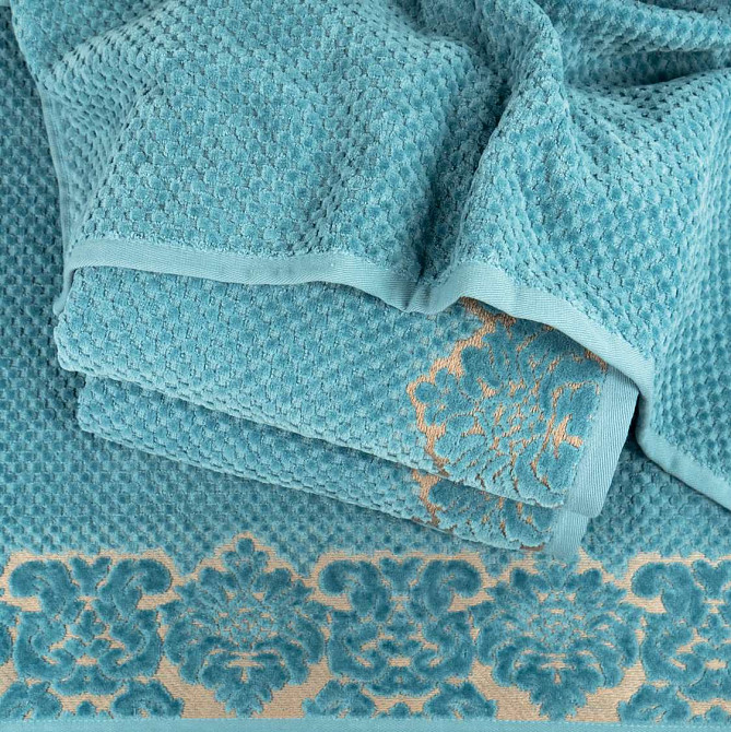 Банное махровое полотенце 70x140см Damask Премиум качества Жаккардовое с велюром 550г/м2 (Изумрудный Сумы - изображение 2