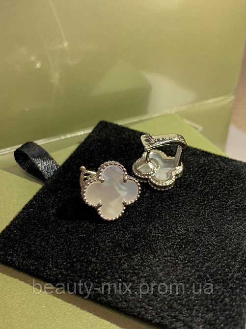 Сережки конюшина Van Cleef англійською замочку / Ванклив / преміум/ срібло 925 Одеса - фото 5