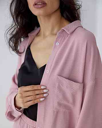 Костюм-трійка жіночий літній креп-жатка Рожевий M-L Харків