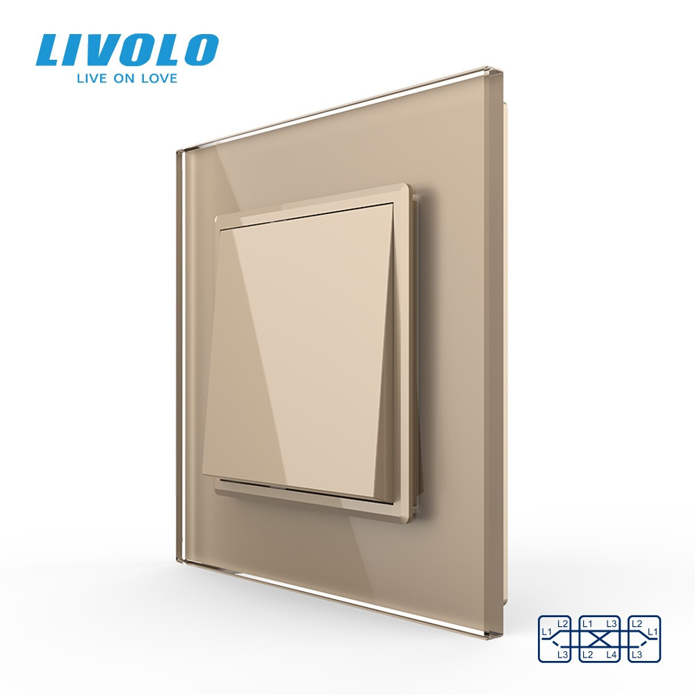 LIVOLO Одноклавішний перехресний вимикач Livolo золото скло (VL-C7FCMM10A-2AP) Коломыя - изображение 1
