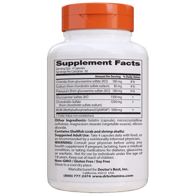 Витаминно-минеральный комплекс Doctor's Best Глюкозамин & Хондроитин & МСМ, OptiMSM, 240 капсул (DRB-00081) Винница - изображение 2