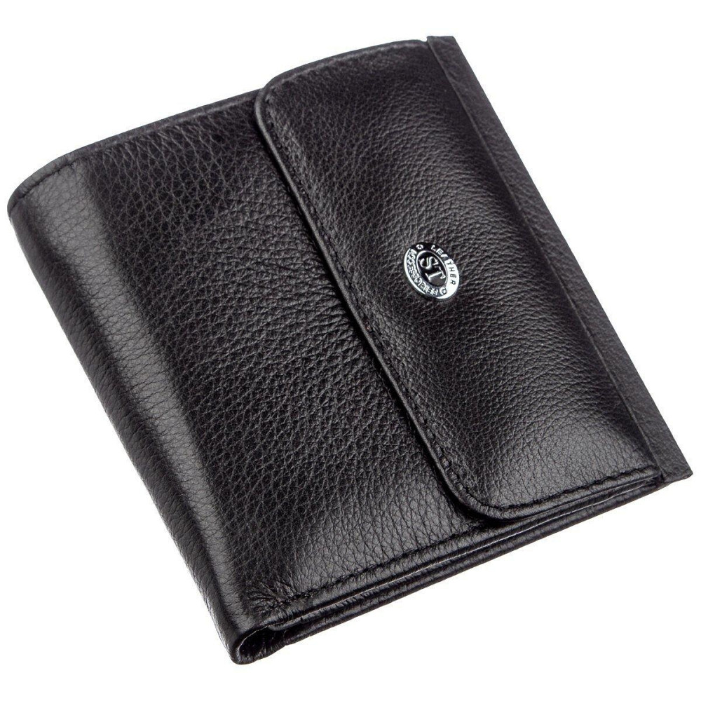 Жіночий шкіряний гаманець з монетницею чорний (ST Leather) Київ - фото 16