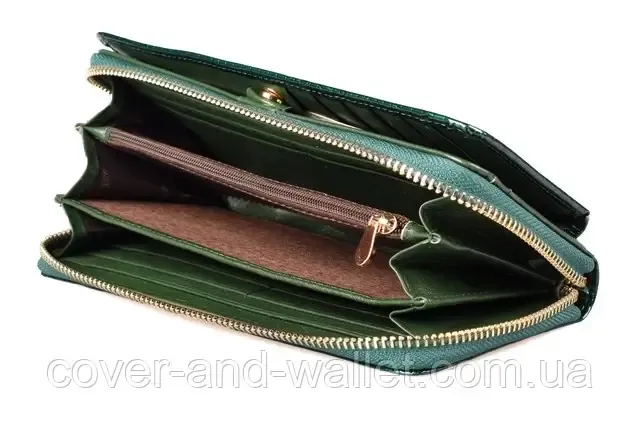 Модний лаковий жіночий гаманець на блискавці зеленого кольору ST S7001A Київ - фото 5
