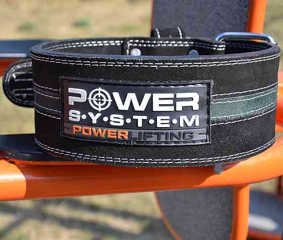 Пояс для пауерліфтингу Power System PS-3800  PowerLifting шкіряний Black/Grey Line XXL Кам'янське
