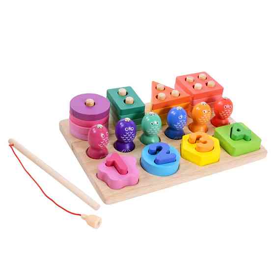 Дитяча дерев’яна іграшка "Пірамідка-сортер" C9416 рибалка, вкладиші Вінниця