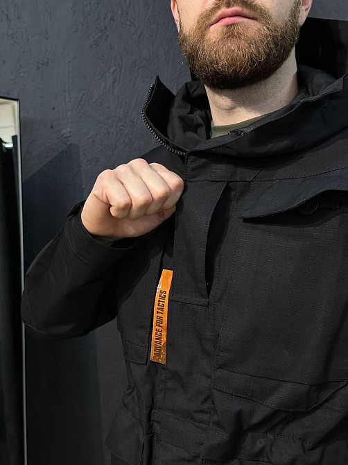 Військова літня куртка чорна з манжетами та кишенями, ріп-стоп тканина, легка та функціональна Львів - фото 2