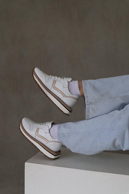 Molly Кроссовки женские MOLLY белые/бежевые натуральная кожа 36-40 (5357) Коломия - фото 2