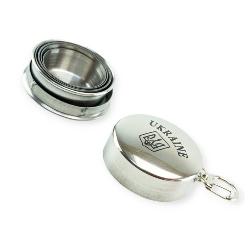 Стакан автомобільний нержавіюча сталь з кришкою 50мл "герб" Мукачево - фото 1