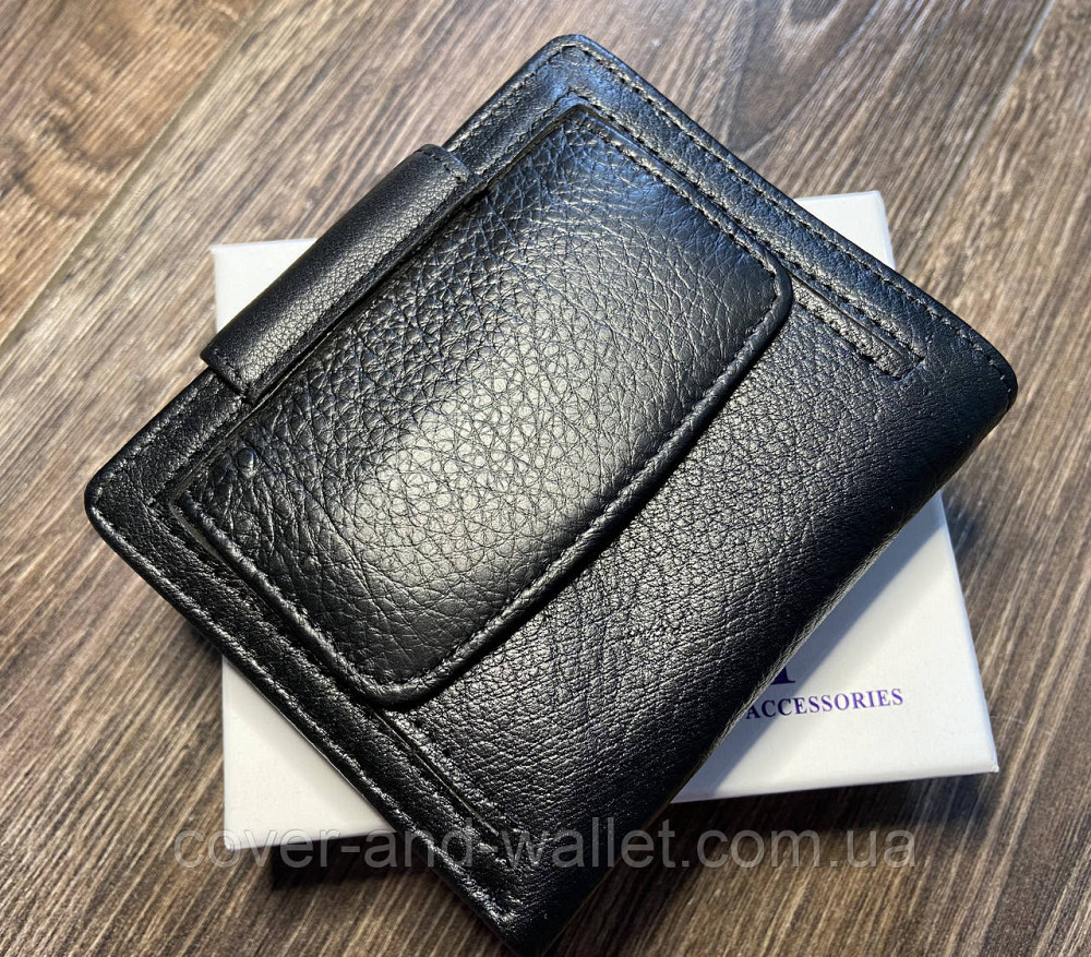 Компактный женский кожаный кошелек черного цвета на много карточек ST 415 Киев - изображение 10