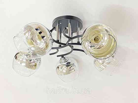 Потолочная Люстра на 5 плафонов VALESO 6978A/5 (Черный+Хром) Киев