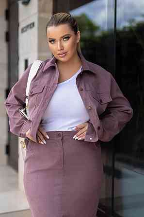 Женский стильный костюм двойка: жакет и юбка микровельвет Фрез, 56 Одесса