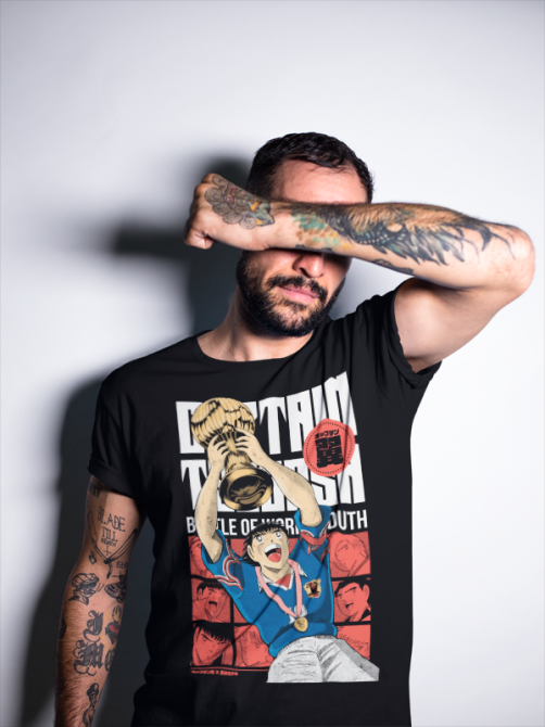 Футболка чоловіча з аніме принтом Каптаін Тсубаса Ворлд Йоутх оверсайз (S/M/L) Чорний AnimeJ0025 Дніпро - фото 7