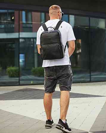 Чоловічий шкіряний рюкзак для поїздок та відпочинку 30х40х16, сумка наплічна Tiding Bag 59331, чорна Київ