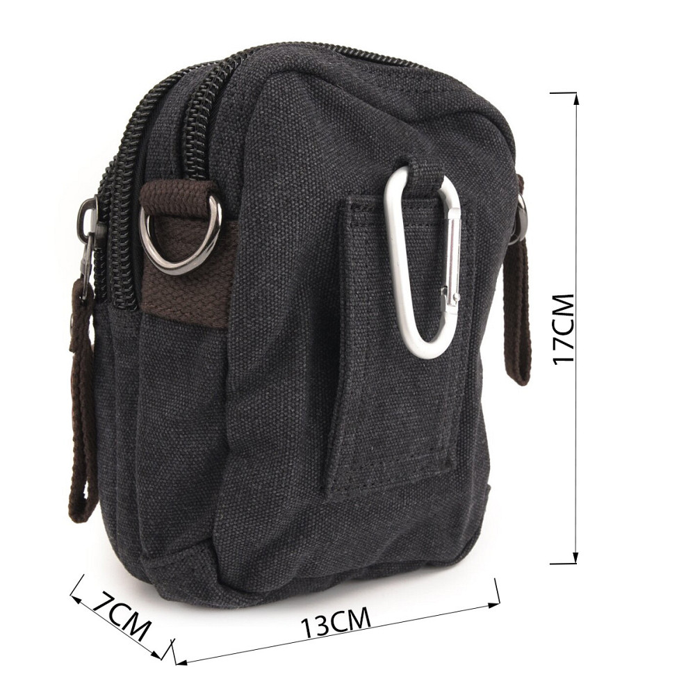 Барсетка текстильна на пояс Vintage 20082 Чорна Київ - фото 3