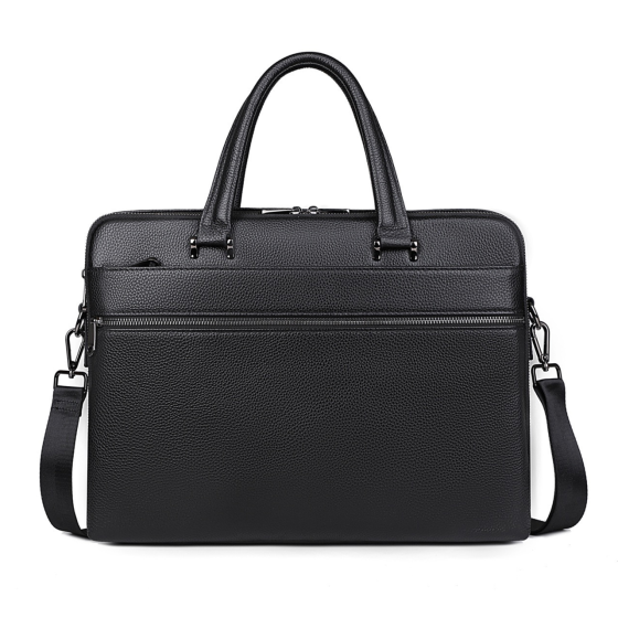 Чоловічий портфель для ноутбука Tiding Bag (38 х 28 х 9 см) з натуральної шкіри Чорний Київ
