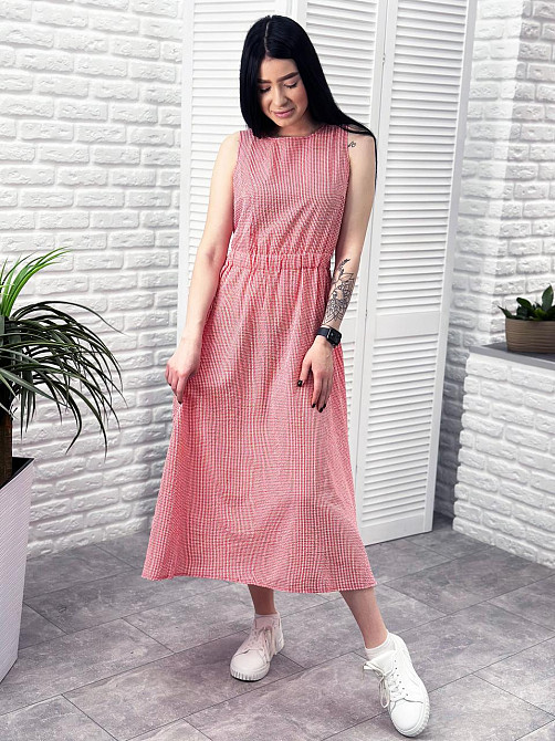 Довга літня сукня "Айріс"| Батал | Розпродаж моделі Червоний, 50-52 Київ - фото 1