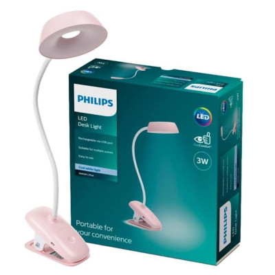 Настольная лампа Philips Donutclip 3Вт 4000K 1200мАг USB-A рожевий (929003179607) Винница - изображение 2