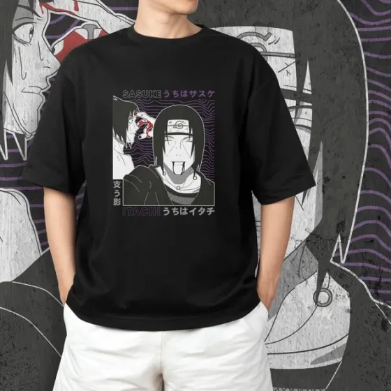 Футболка для подростка мальчика с принтом Наруто Ітачі і Саске Размер 160 Anime10334 Днепр