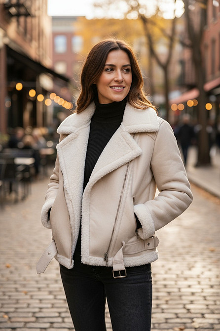 Дубленка женская Молочный L Харьков - изображение 2