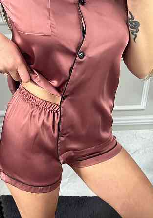 Коплект жіночій шовковий сорочка з шортами Слива ч/к S Харків