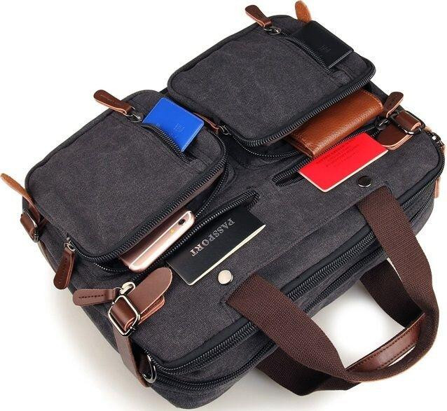 Сумка мужская Vintage 14480 трансформер Серая Киев - изображение 5