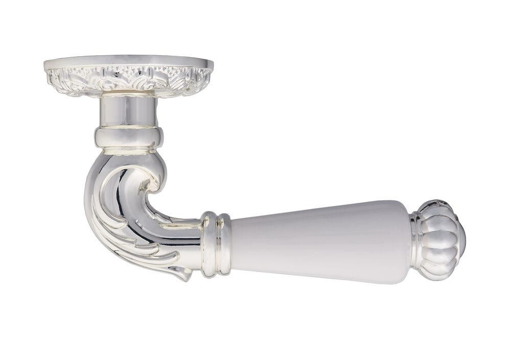 Ручки дверні Gavroche NEODIUM BS/White  яскраве срібло/ білий Київ - фото 3