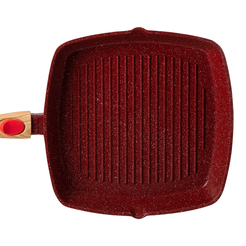 MGC Алюмінієва сковорода-гриль 28 см зі скляною кришкою Square Red MGC HP-4-462R Коломыя - изображение 2