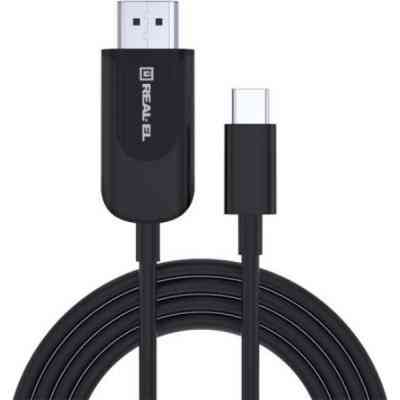 Дата кабель USB 2.0 AM to Type-C 2.0m Fabric Premiumblack REAL-EL (EL123500047) Винница
