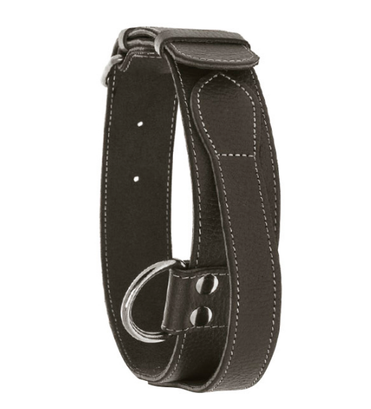 Нашийник 5395 35мм "КЛАСИКА ПРЕМІУМ" шкіра з ручкою для безпеки (Синій) Вінниця - фото 1